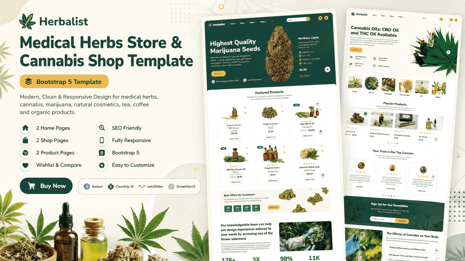 Herbalist - Medical Herbs Store & Cannabis Shop Template